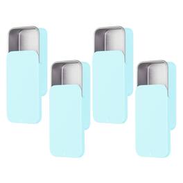 Unique Bargains - 4pcs Metal Tin Box, 2.4x1.3x0.4" Slide Top Small Rectangular Storage, Portable Case for Lip Balm Candies Jewelry - Blue
