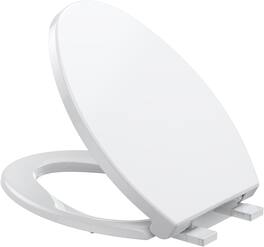Jojoka - Easy Clean Combo 19 Inch Elongated Toilet Seat Flat Front Quick Release Soft Close Quick Install - White