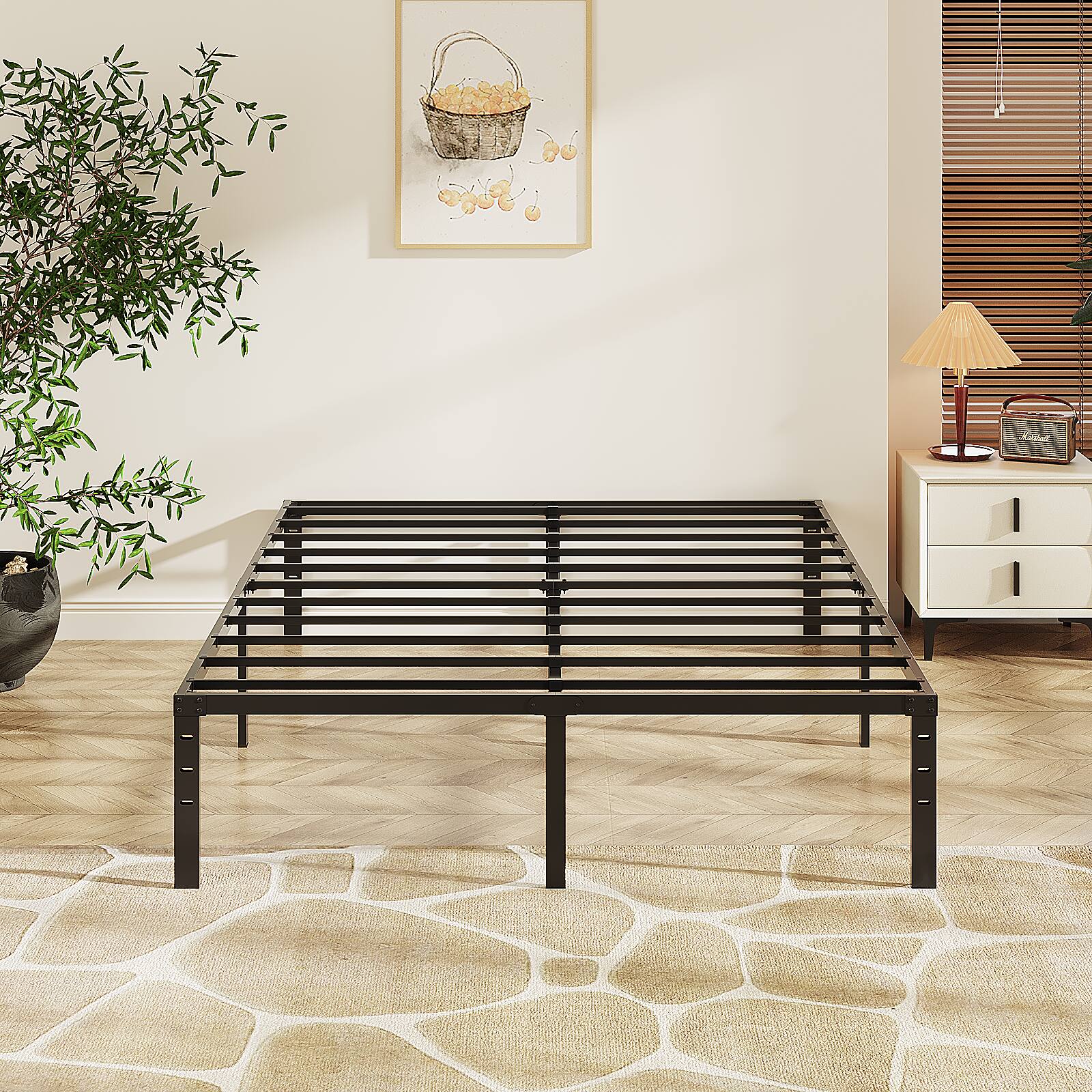 Winado - 12 Inch Twin Full Queen King Metal Bed Frame Metal Platform Heavy Duty Metal Platform, No Box Spring Needed - Black