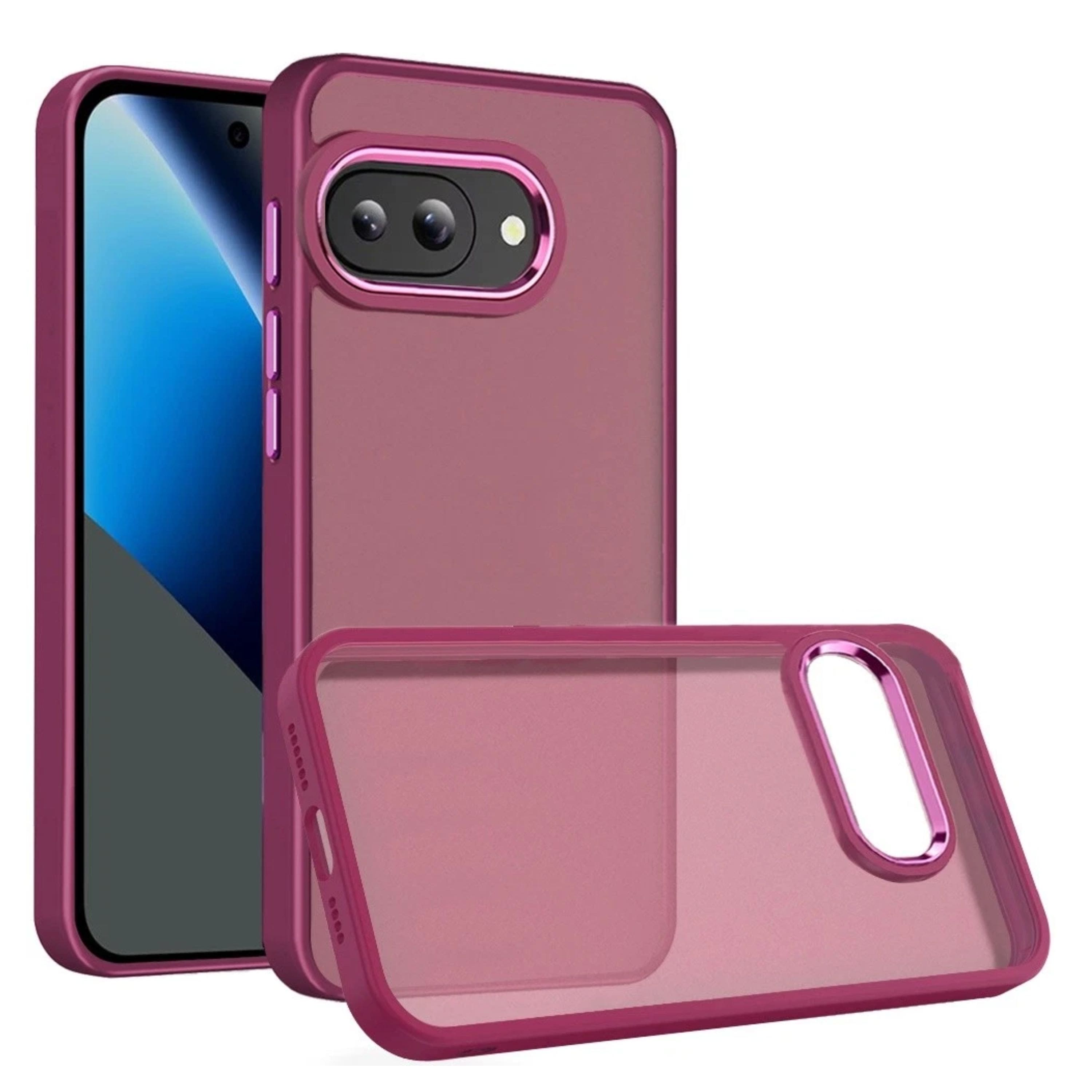 Kitcheniva - Metallic Buttons Raised Edges Phone Case With Tempered Glass For Google Pixel 10a - Burgundy price history on PriceWatchPro