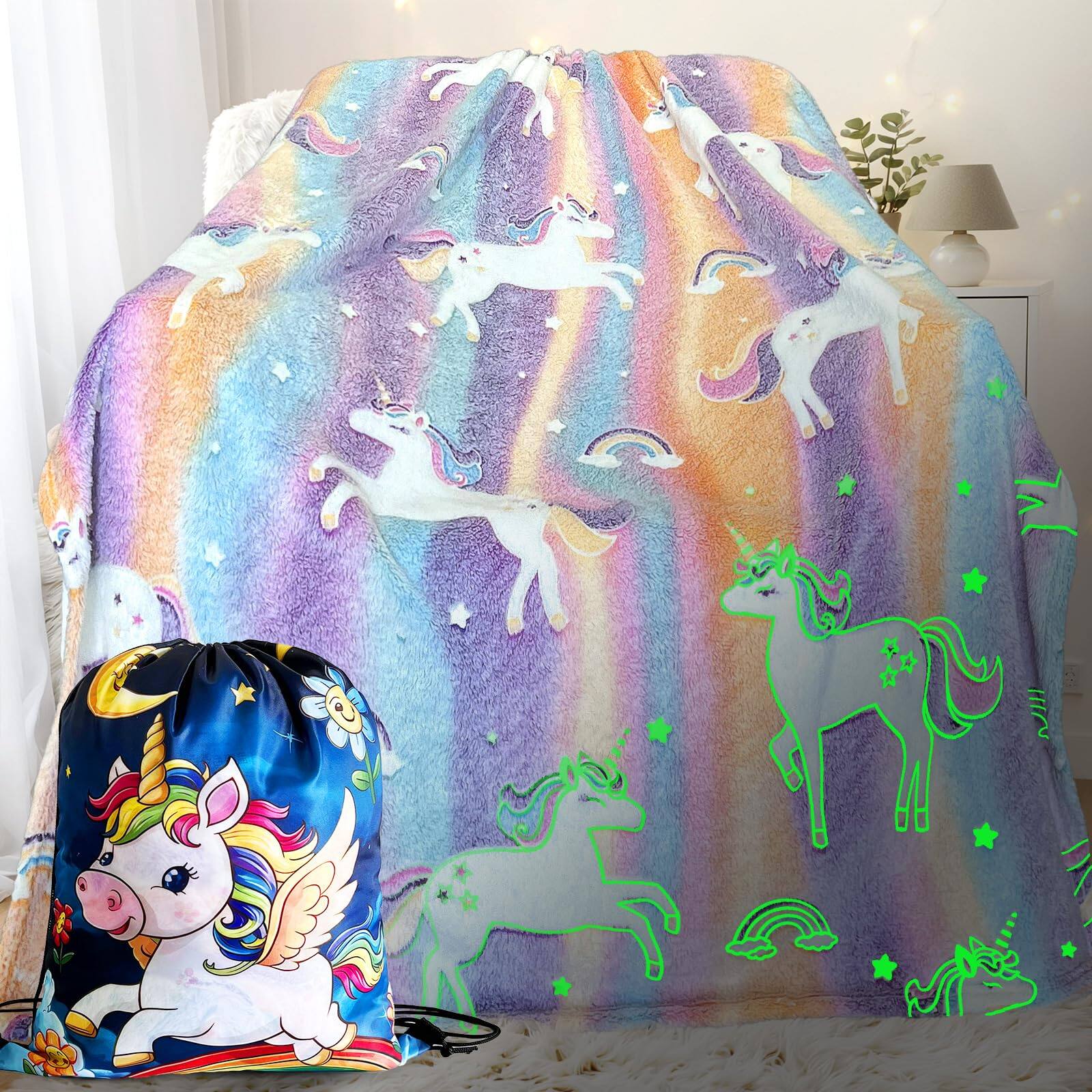 Front. Dapper Styles - Gifts For Women Faith Baptism catholic inspirational religious spiritual birthday Adults sister mother girls - Unicorn1-50"x 60".