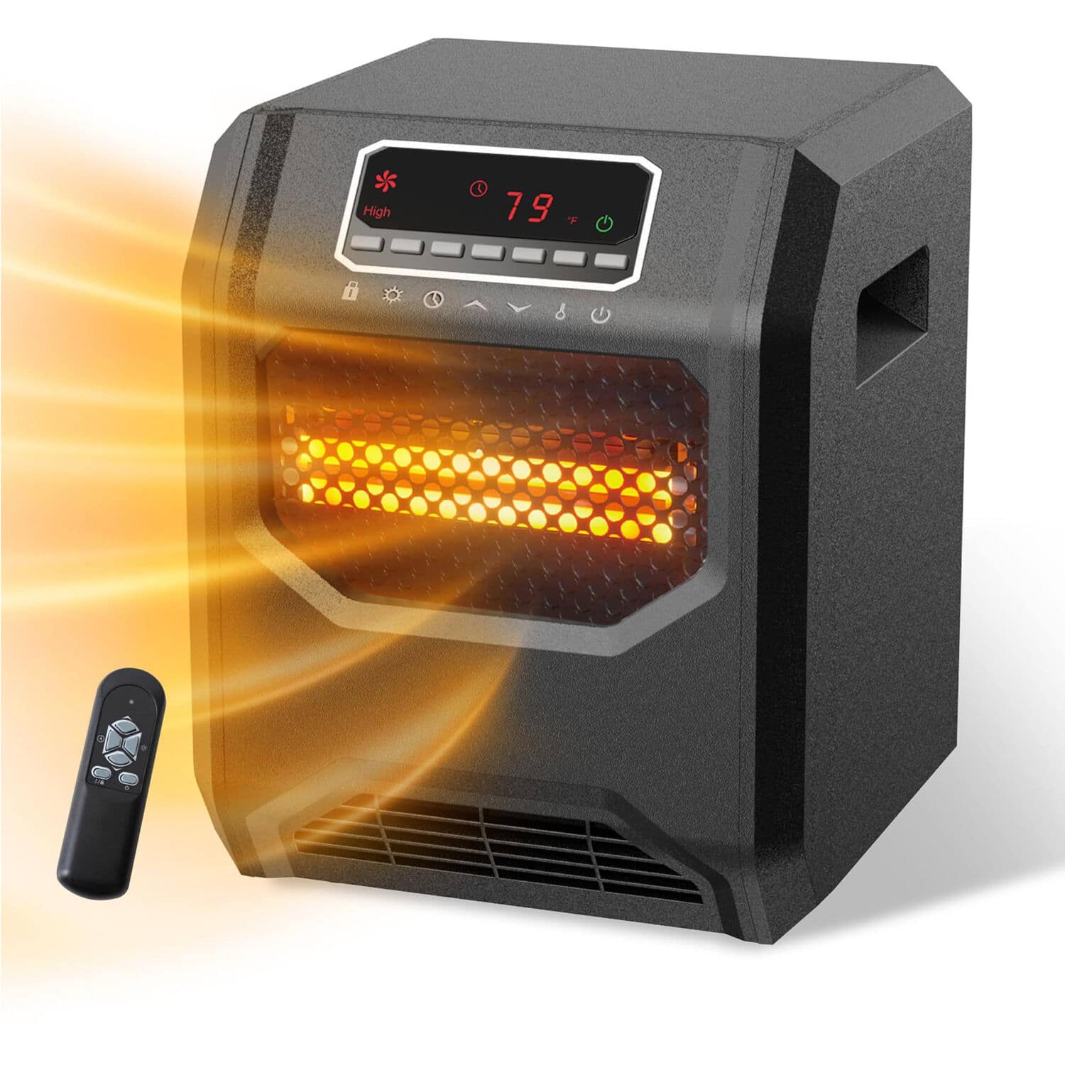 Alt View 19. Lifesmart - 6 Element Infrared Heater with Front Air Intake - Black.
