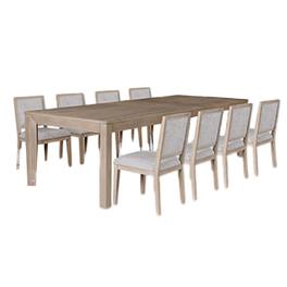 Manhattan Lane - Kizie 9pc Dining Table Set, 94-118 Inch Extendable, Tawny Brown Chairs - Tawny Brown, White