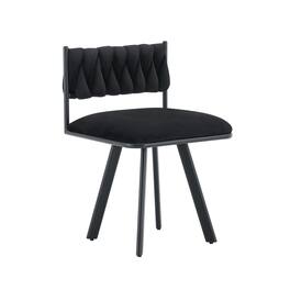 Loheer - Dining Chair with Padded Seat and Textured Fabric Backrest, Modern Kitchen Accent Chair, 2.3 ft - Black