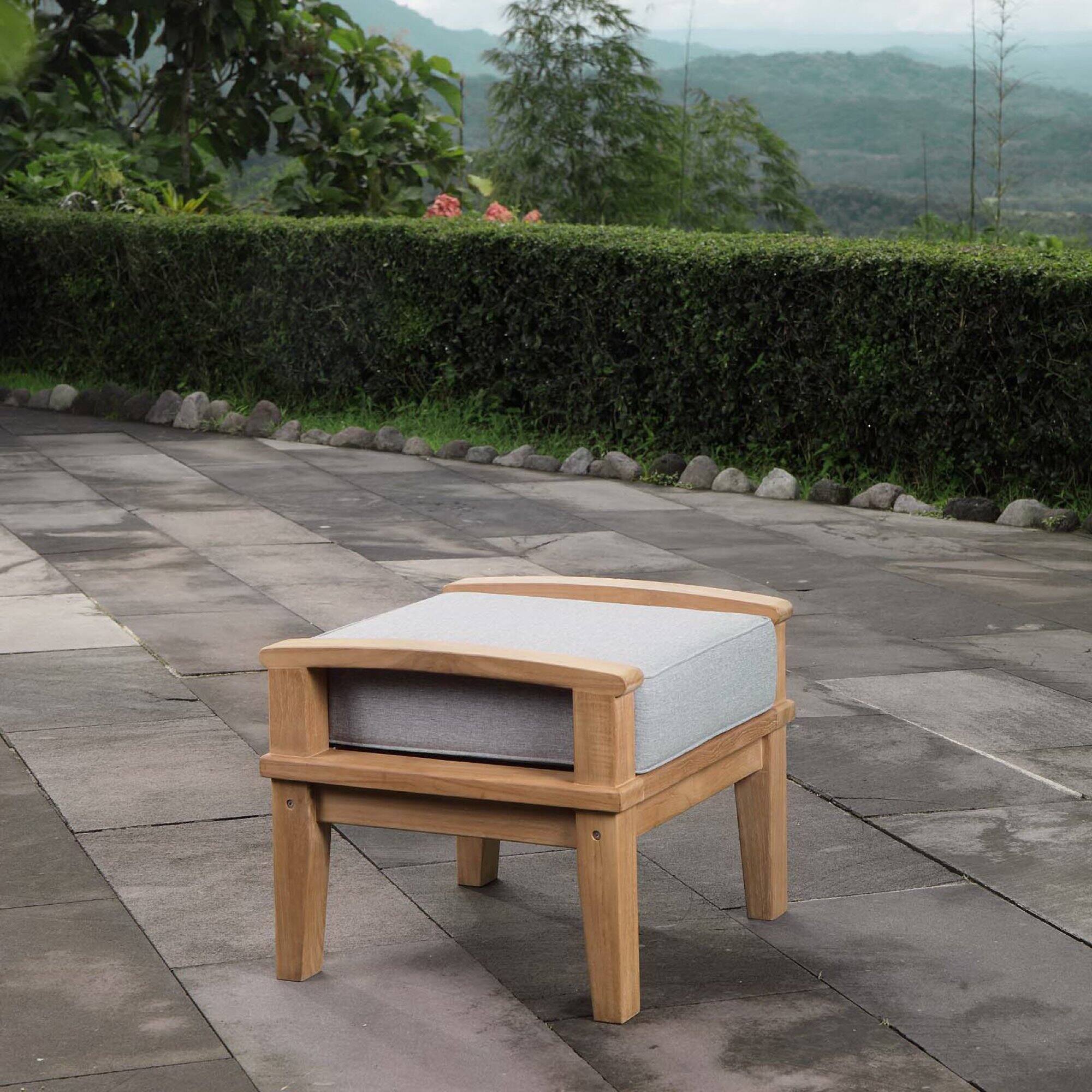 Back. Modway - Marina Outdoor Patio Teak Ottoman by Modway - Natural Gray.