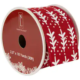 Northlight - and White Christmas Tree Wired Craft Ribbon 2.5" x 10 Yards - Red