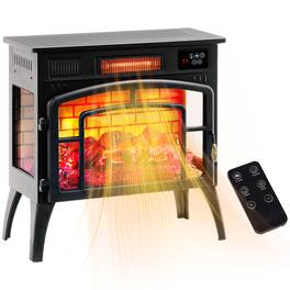 Homcom - Electric Fireplace Stove, 22" Freestanding Portable Infrared Fireplace Heater with Realistic Flame Effect