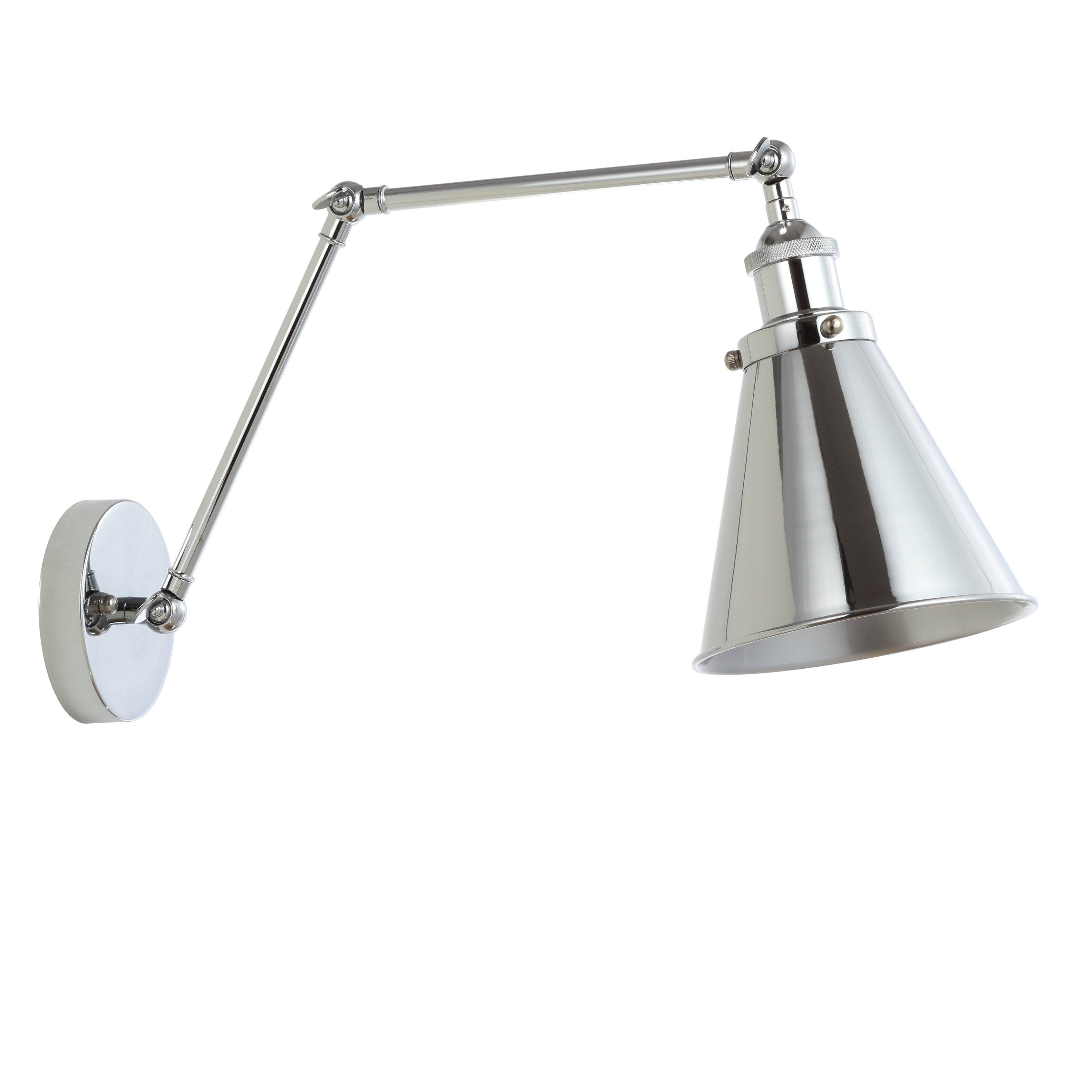 Alt View 4. Jonathan Y - Rover 7" Classic Industrial Metal Adjustable Arm LED Wall Sconce, Chrome - Chrome.