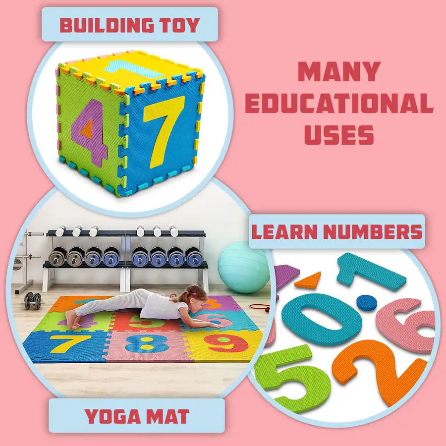 Toyvelt Foam Puzzle Floor Mat for Kids – 12x12 10 Tiles Interlocking ...