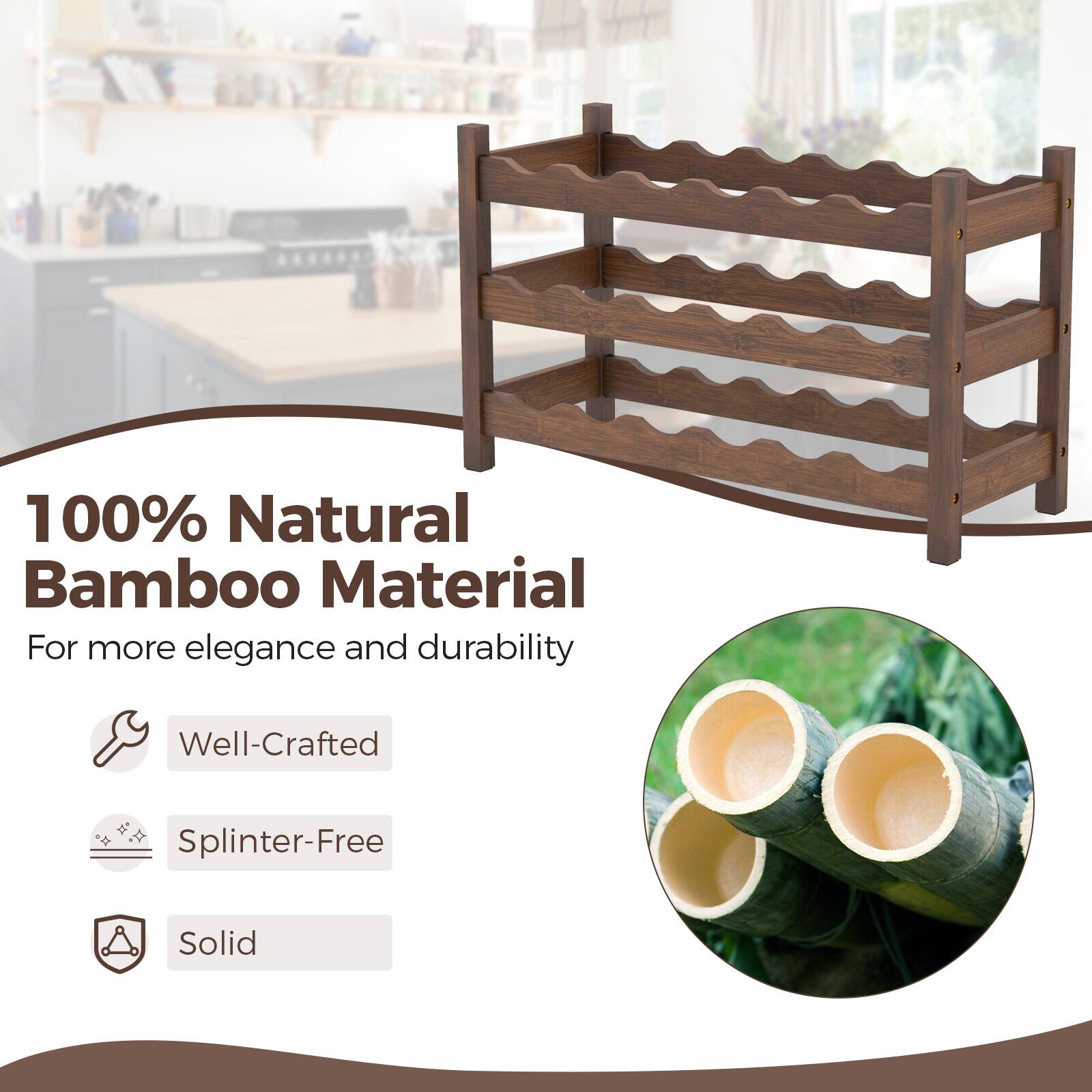 100% Natural Bamboo Material  
For more elegance and durability  

- Well-Crafted  
- Splinter-Free  
- Solid