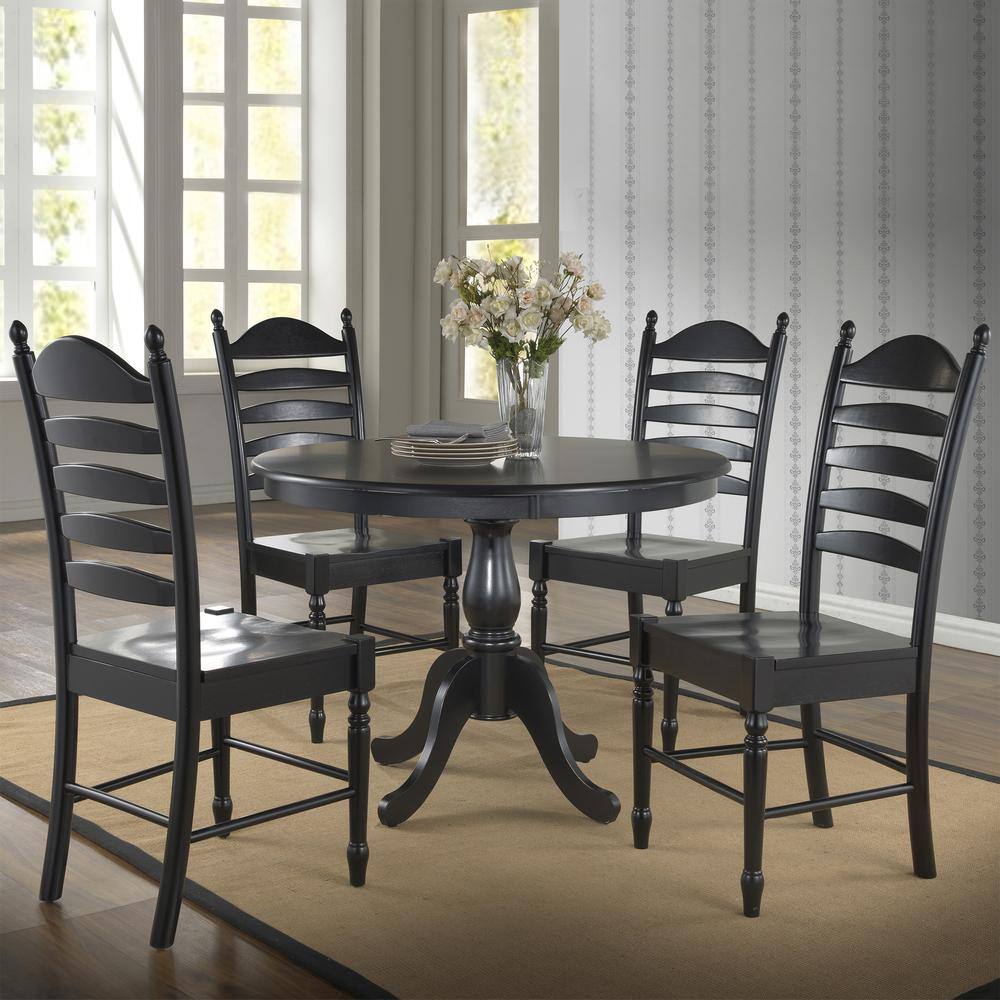 Alt View 2. Carolina Chair & Table - Fairview 42" Round Pedestal Dining Table - Antique Black - Black.