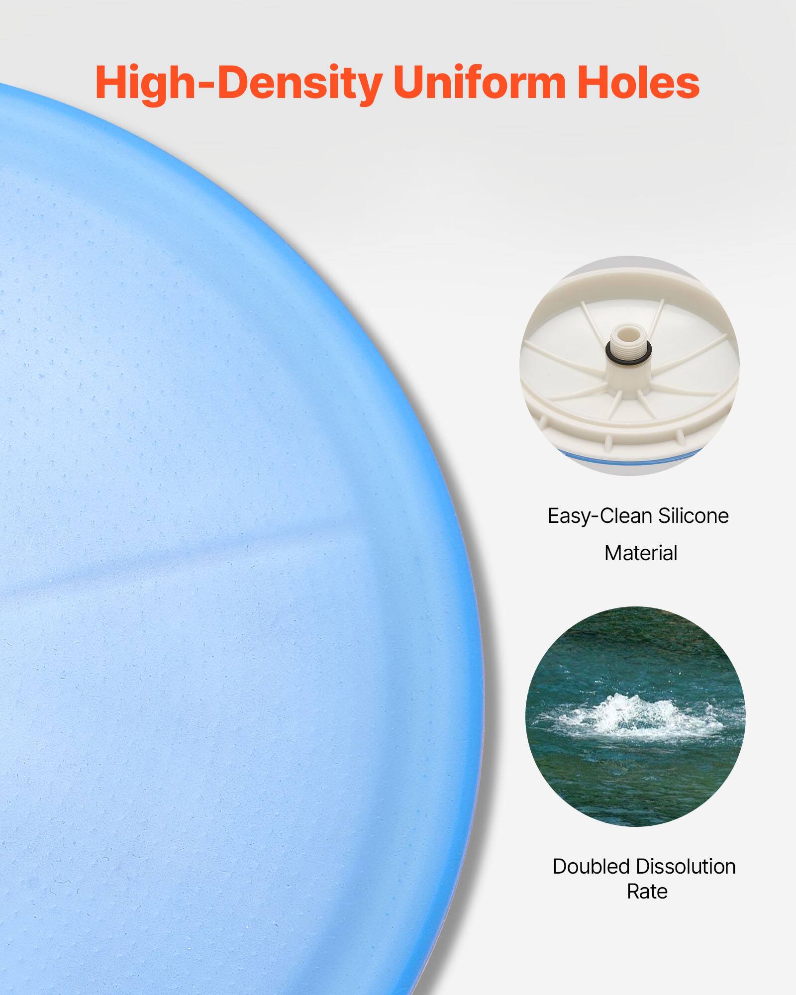 High-Density Uniform Holes  
Easy-Clean Silicone Material  
Doubled Dissolution Rate