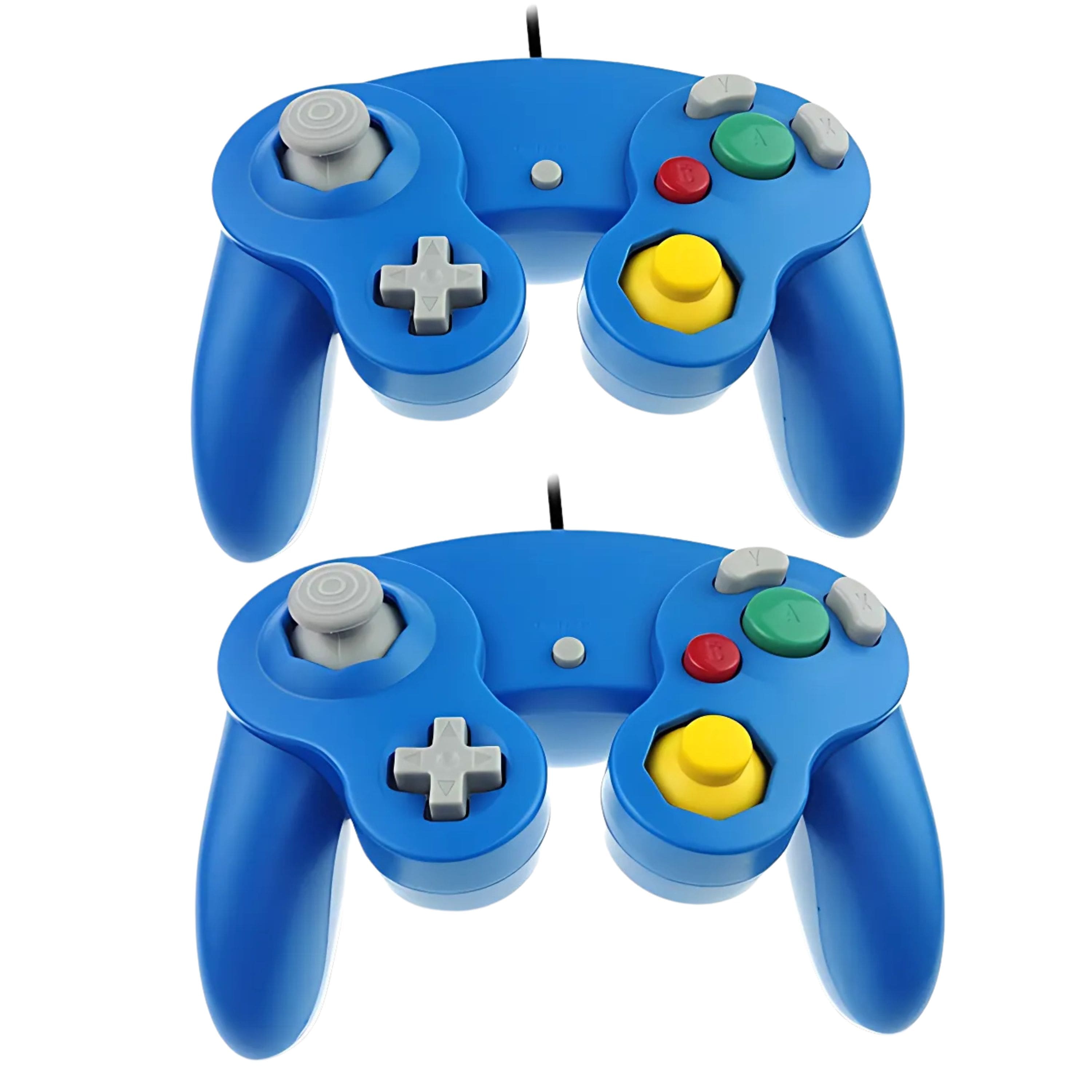 Kitcheniva - Wired NGC Controller Gamepad For Nintendo GameCube & Wii U Console 2 Pcs Blue/Blue - Blue / Blue
