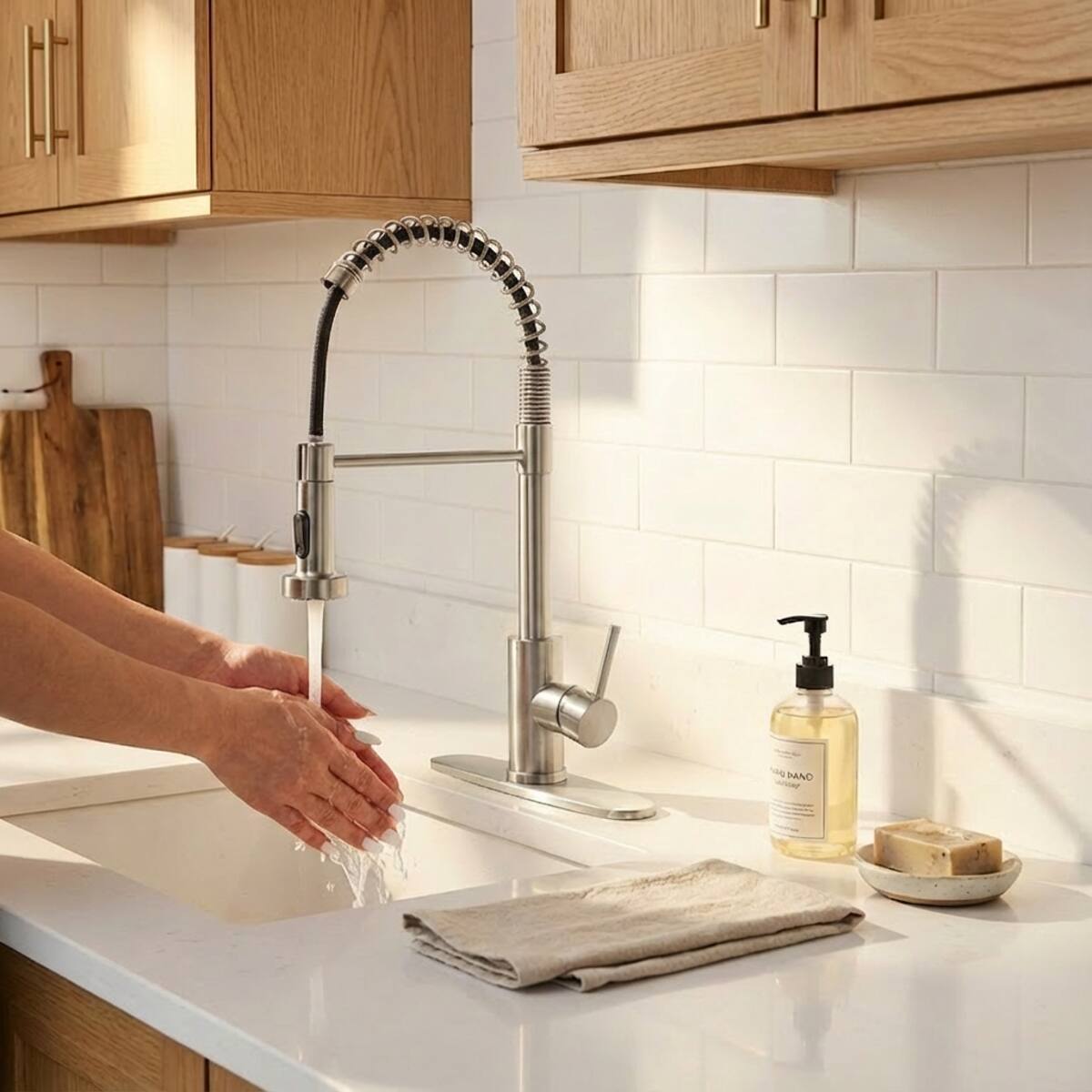 Alt View 8. Ropilly - Ropilly Pull Down Kitchen Faucet, Industrial Style Single Handle Kitchen Faucet, Brushed Nickel, 1 Hole or 3 Hole - Brushed Nickel.