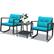 Angle. Costway - 3PCS Patio Rattan Furniture Set Rocking Chairs Cushioned Conversation Set - Blue.
