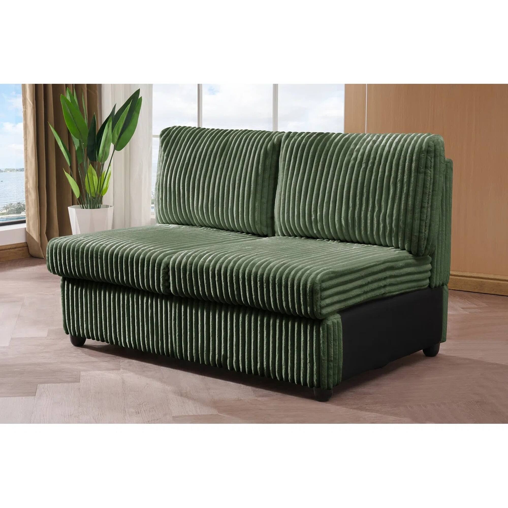 Alt View 1. Yardgrace - 6-Seater Modular U-Shaped Sectional Sofa – Extra Large Corduroy with Double Chaises - Green.