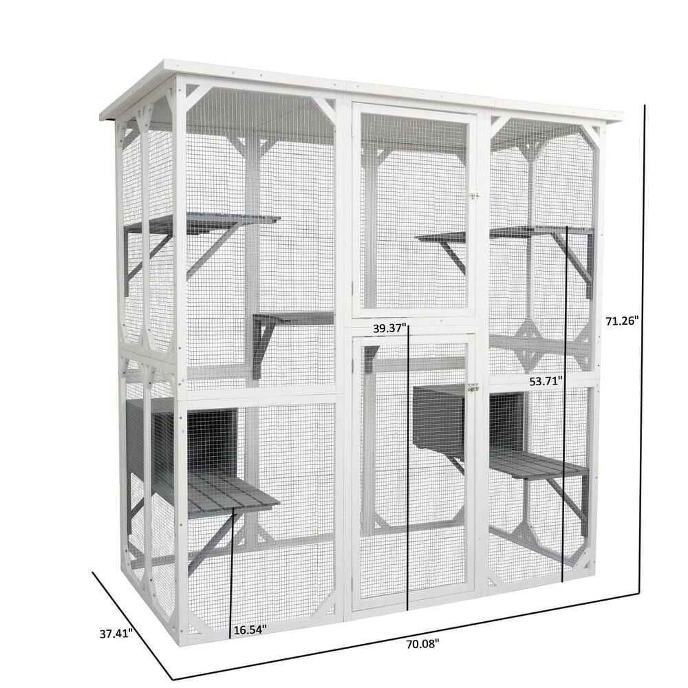 WOODY CAT CAGE ホワイト Outdoor Wooden Cat House, Large 62.6