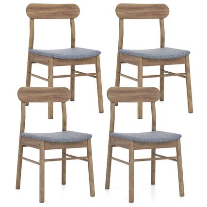 Front. Costway - Costway 4 PCS Dining Chair Fabric Upholstered Kitchen Armless Chairs with Rubber Wood Frame - Oak+Gray.