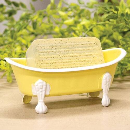 Angle. BreeBe - Yellow Iron Bathtub Soap Dish - Yellow.