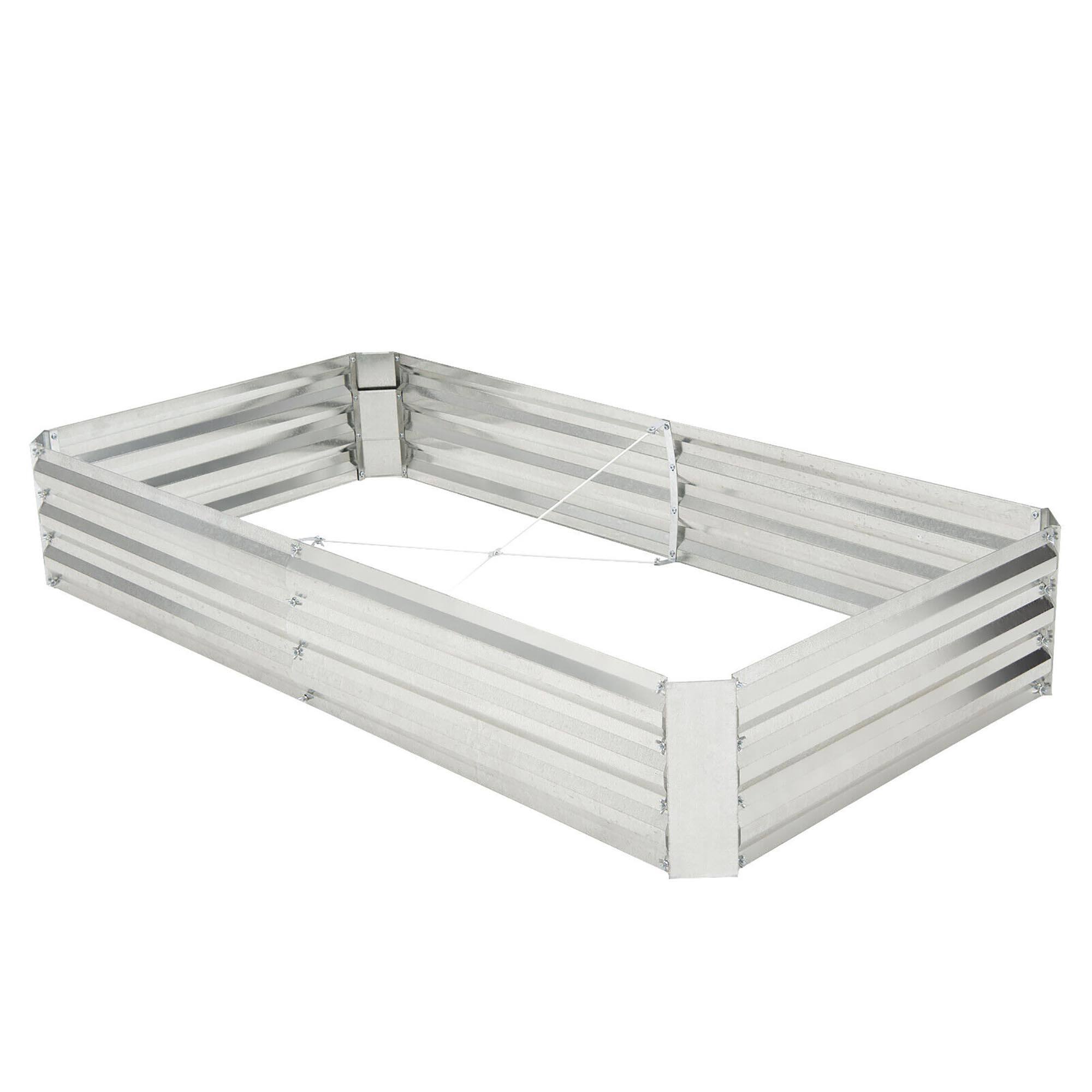 Alt View 9. Gymax - Gymax 2PCS Galvanized Raised Garden Bed Elevated Rectangle Plant Box 6 x 3 x 1FT - Silver.