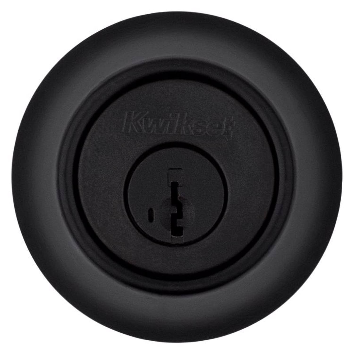 Left. Kwikset - Kwikset SmartKey Security Matte Black Metal Double Cylinder Deadbolt.
