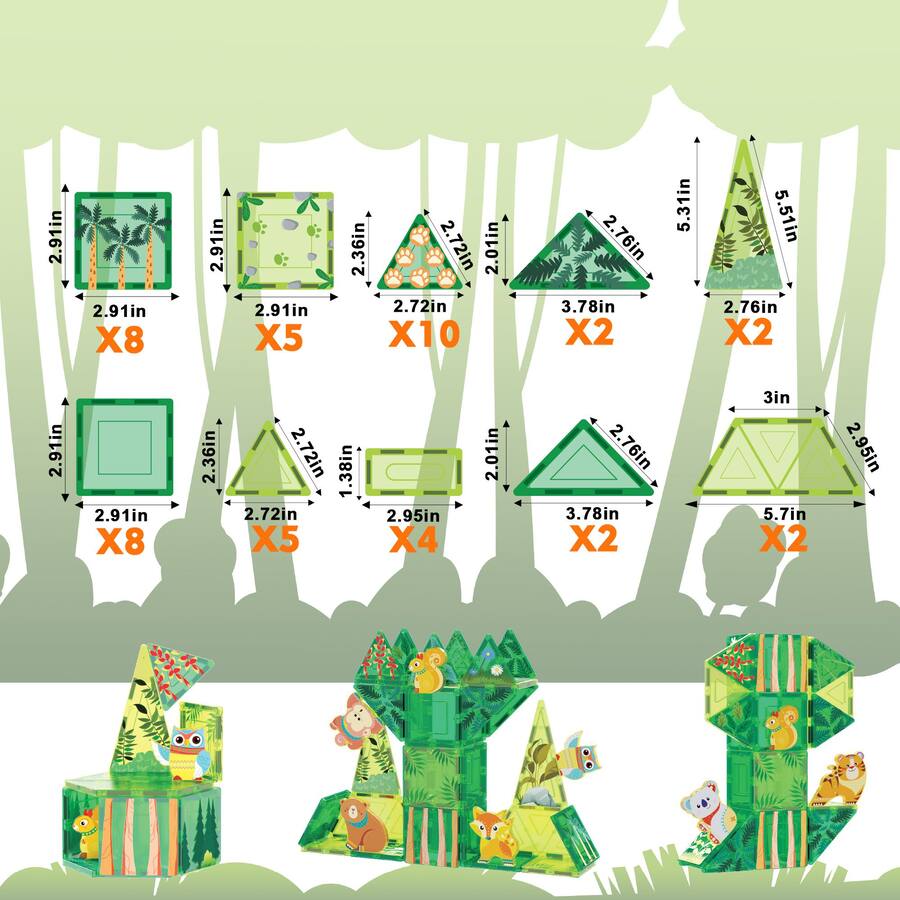 PicassoTiles PICASSO TILES Magnetic Tiles for Kids – Forest Animals ...