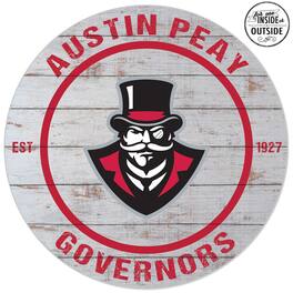 Jardine - Austin Peay State Governors 20'' Indoor/Outdoor Weathered Circle Sign - White