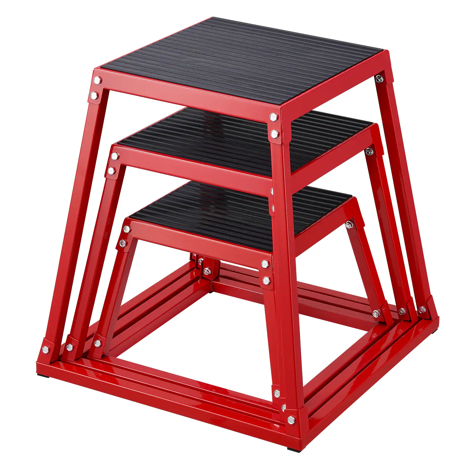 VEVOR - Plyometric Jump Boxes, 12/18/24 Inch Plyo Box, Platform and Jumping Agility Box, Anti-Slip Fitness Exercise Step Up Box - Red