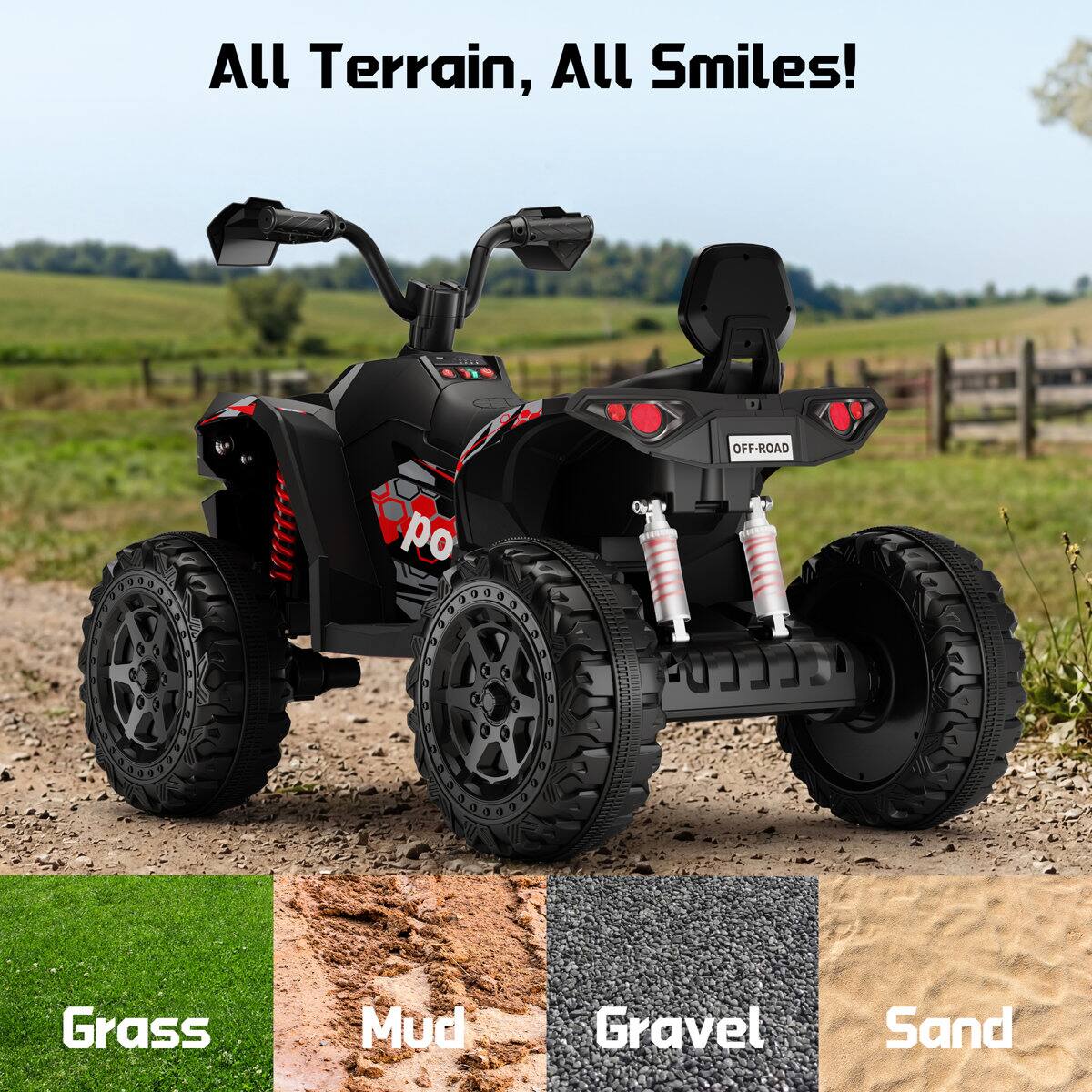 All Terrain, All Smiles!

OFF-ROAD

Grass
Mud
Gravel
Sand