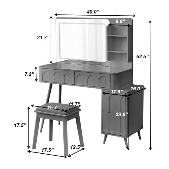 40.0"  
9.8"  
21.7"  
52.5"  
7.2"  
11.8"  
16.0"  
15.7"  
11.72"  
23.6"  
17.5"  
17.5"  
12.5"