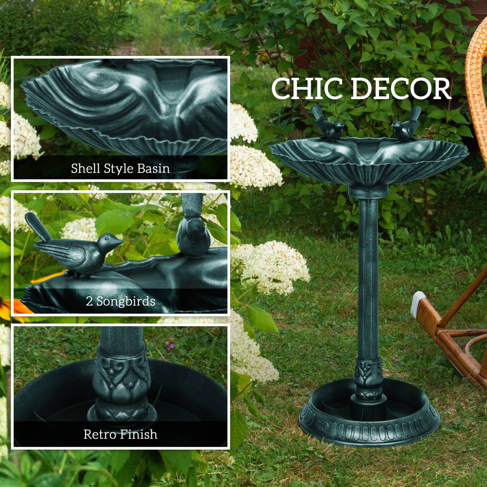 CHIC DECOR  
Shell Style Basin  
2 Songbirds  
Retro Finish
