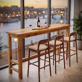 Tribesigns - 63" Solid Wood Bar Table, Rectangular Counter Height Pub Table - Rustic Brown