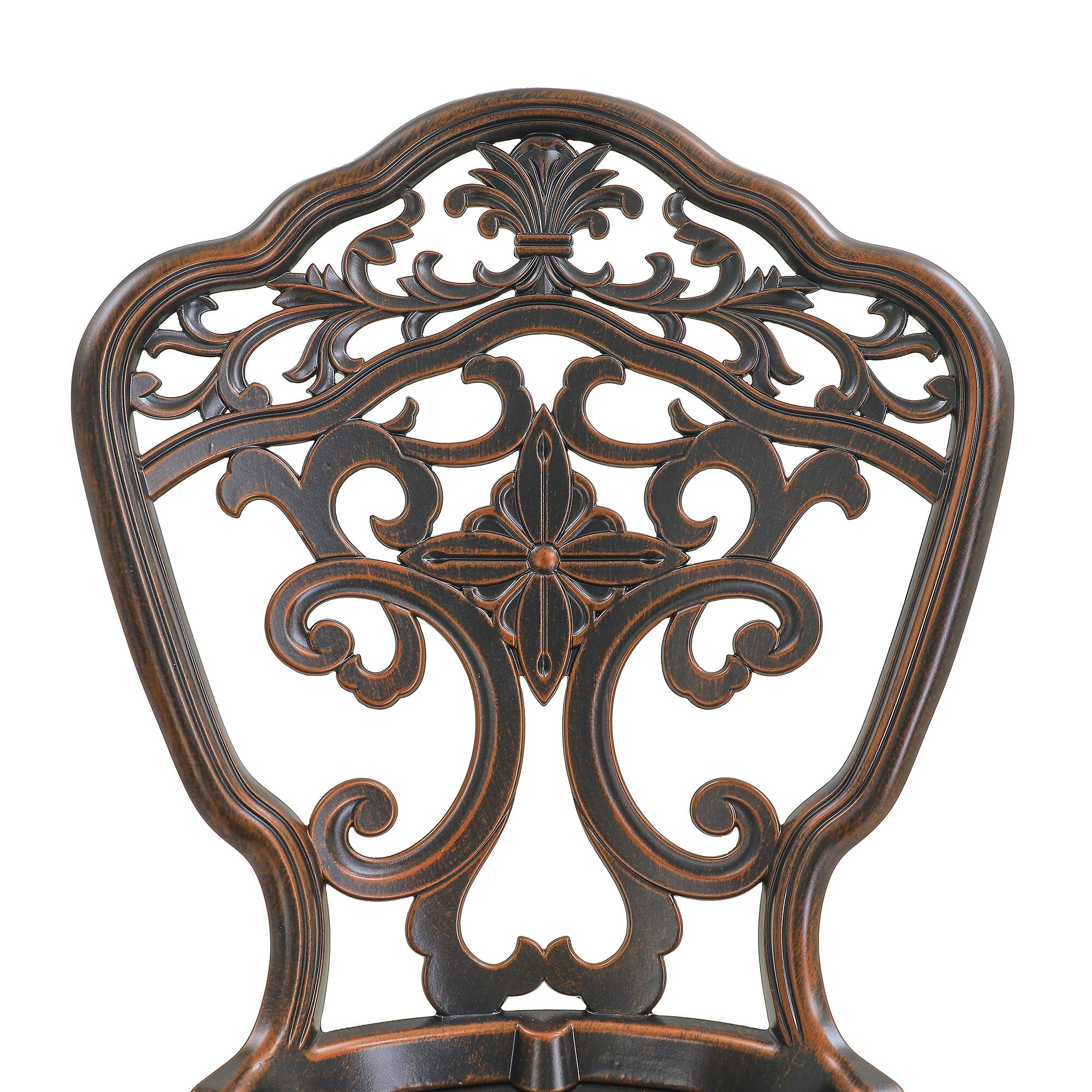 Back. Mondawe - Set of 2 Cast Aluminum Bistro Chairs - Bronze.