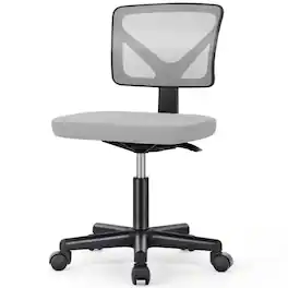 AOITUN - Home Office Desk Chair, Armless Mesh Computer Chair Small Space Swivel Adjustable Low Back Task Chair, Grey - Gray