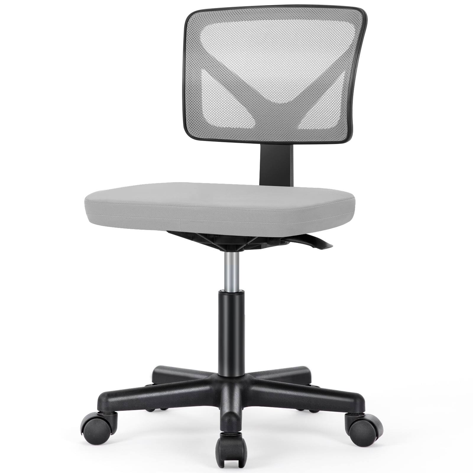 AOITUN - Home Office Desk Chair, Armless Mesh Computer Chair Small Space Swivel Adjustable Low Back Task Chair, Grey - Gray