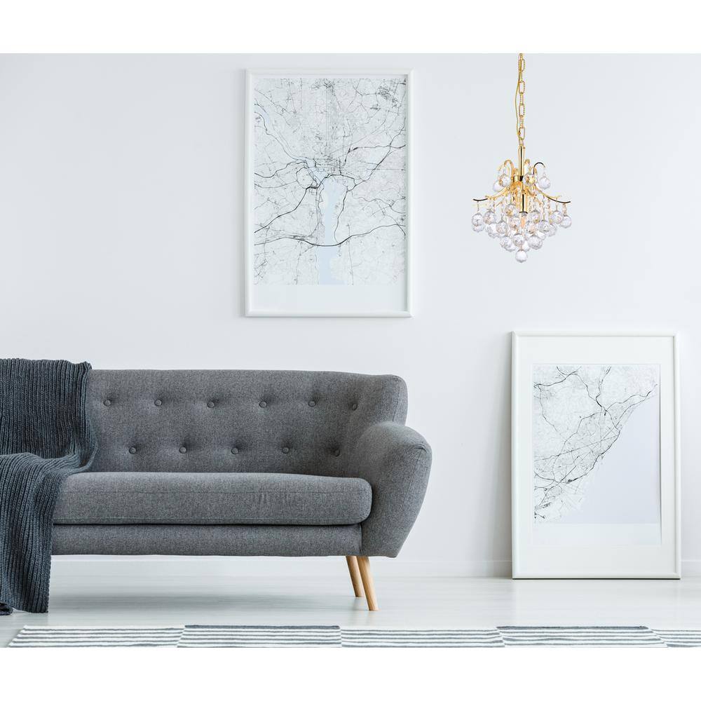 Alt View 2. Elegant Lighting - Toureg 3 light Gold Pendant Clear Royal Cut Crystal - Gold.