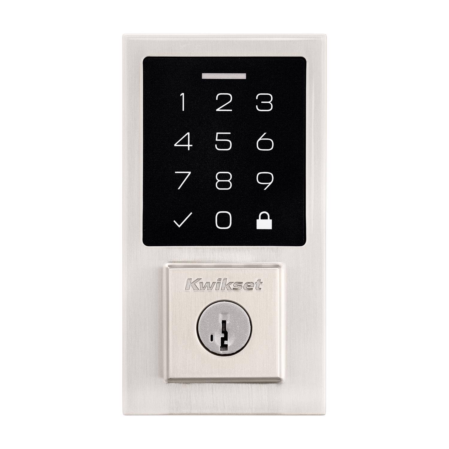 Angle. Kwikset - Kwikset 270 SmartCode Satin Nickel Metal Electronic Touch Pad Deadbolt.