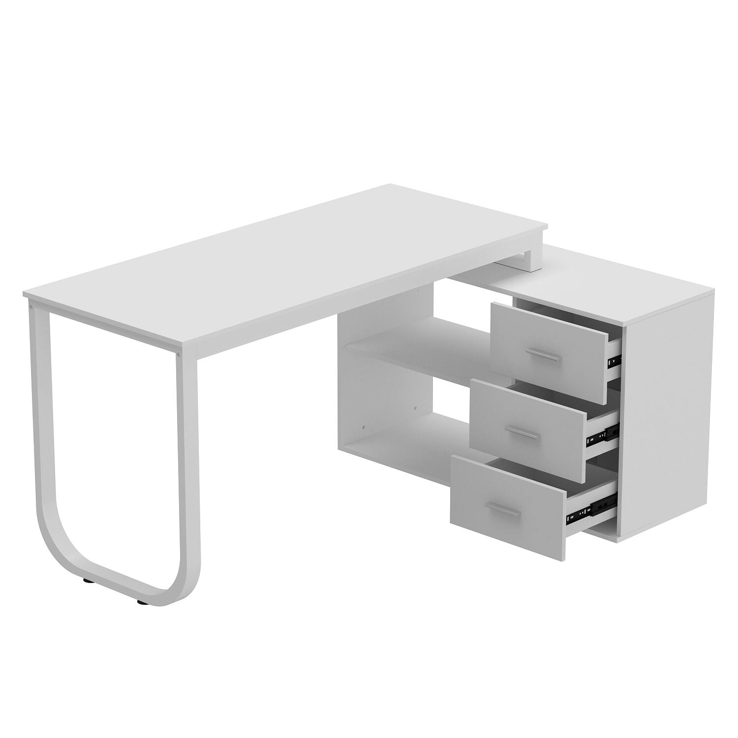 Alt View 10. FUFU&GAGA - FUFU&GAGA L - Shaped Office Desk with Storage - Modern Workstation for Home & Office - White.