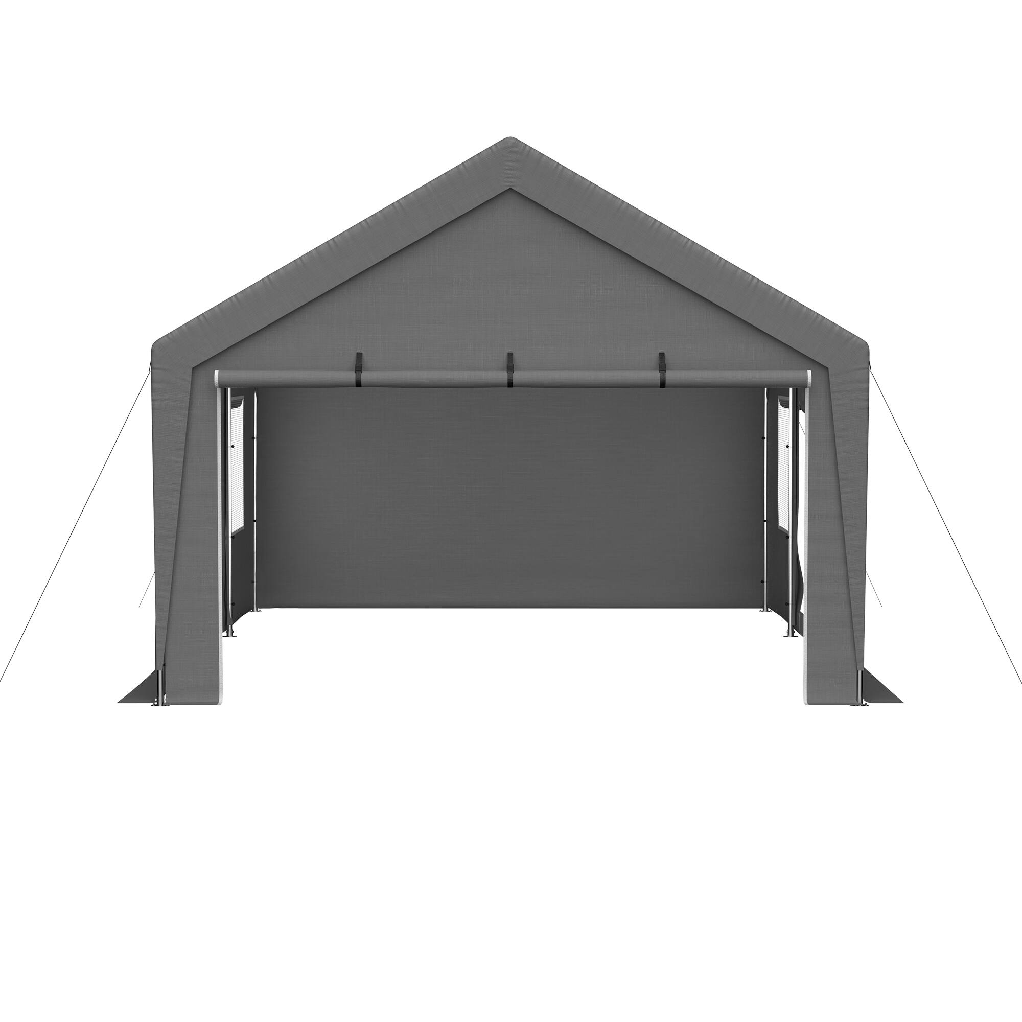 Alt View 6. Mondawe - 13x20 FT Car Canopy Garage with 2 Roll-Up Doors and Roll-up Mesh Windows - Silver.
