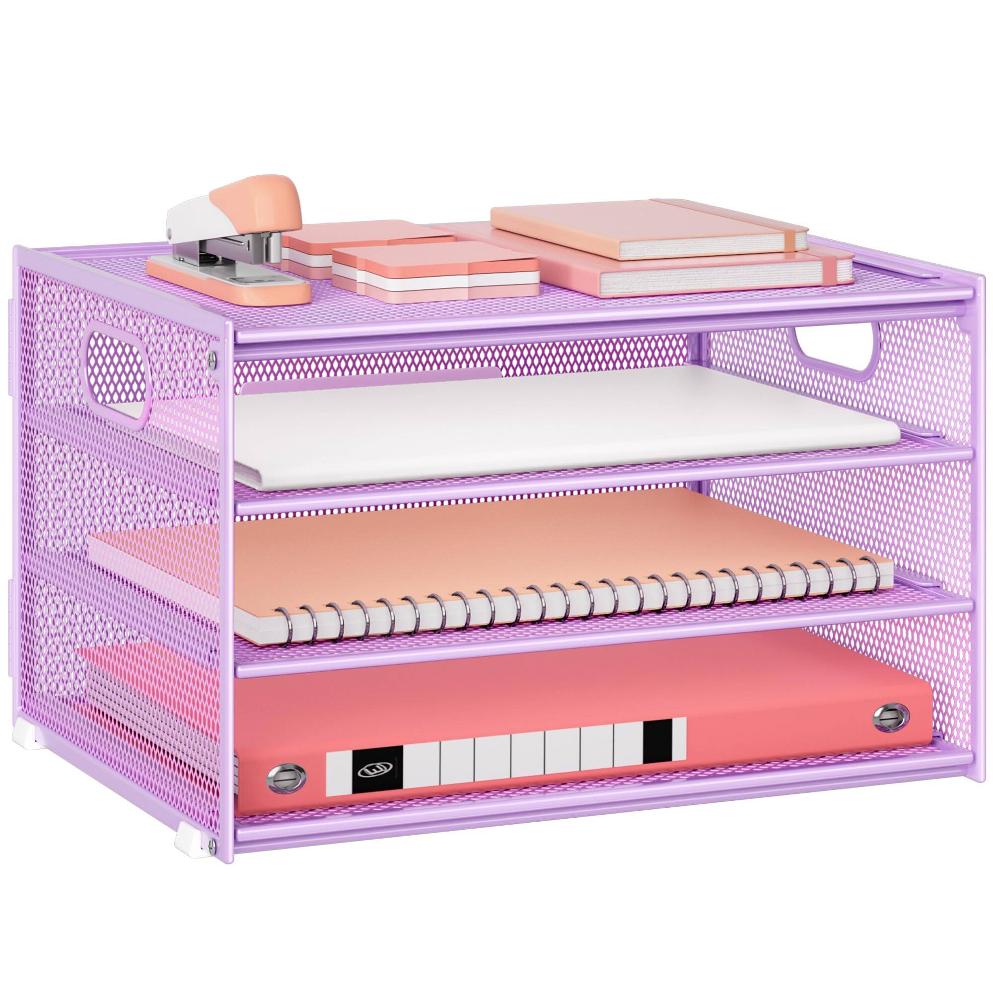 Paradigms Interiors 3 tier Letter Tray Desk Organizer Mesh Metal Paper ...