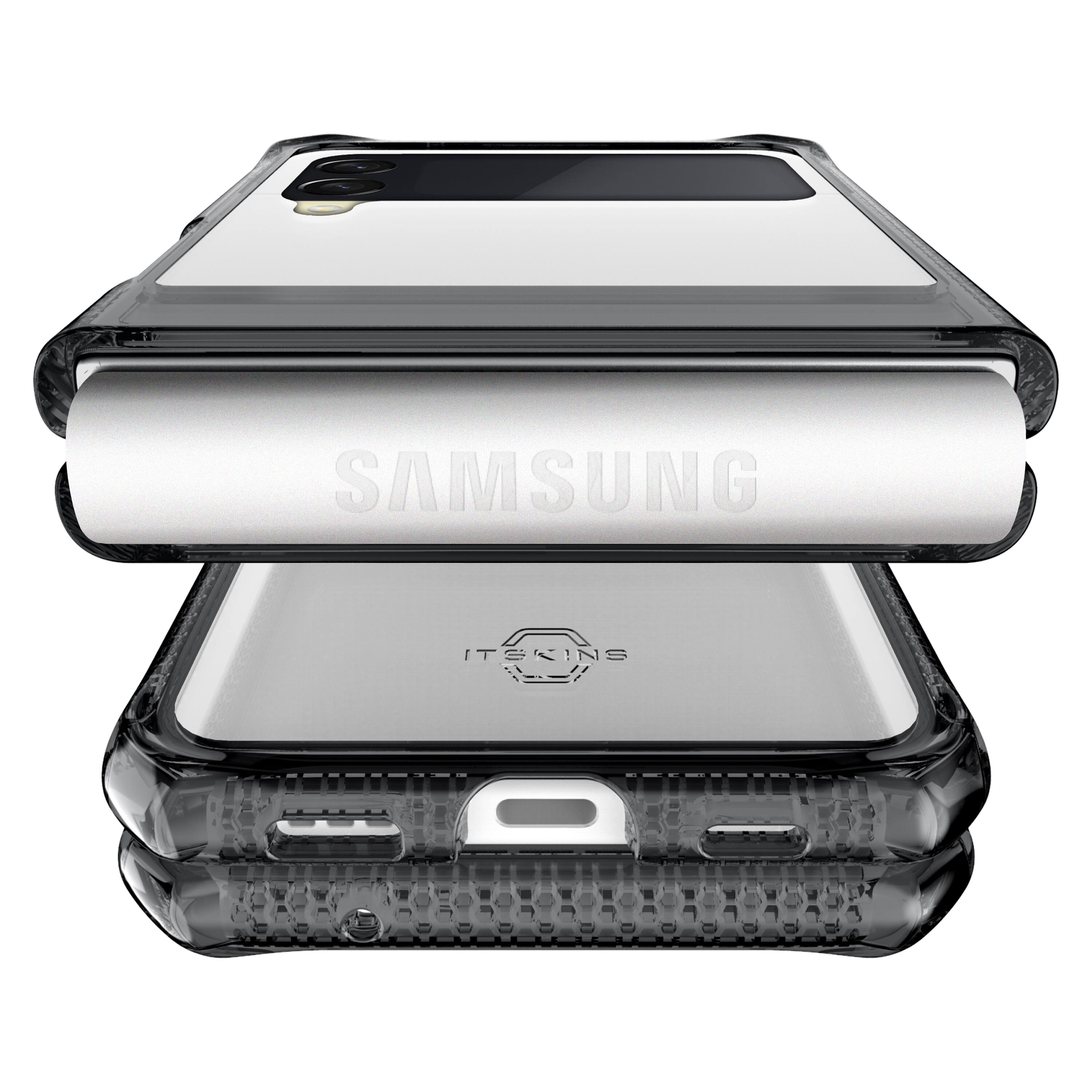 Left. Itskins - ITSKINS - Hybrid_R Case for Samsung Galaxy Z Flip4 - Black and Transparent.