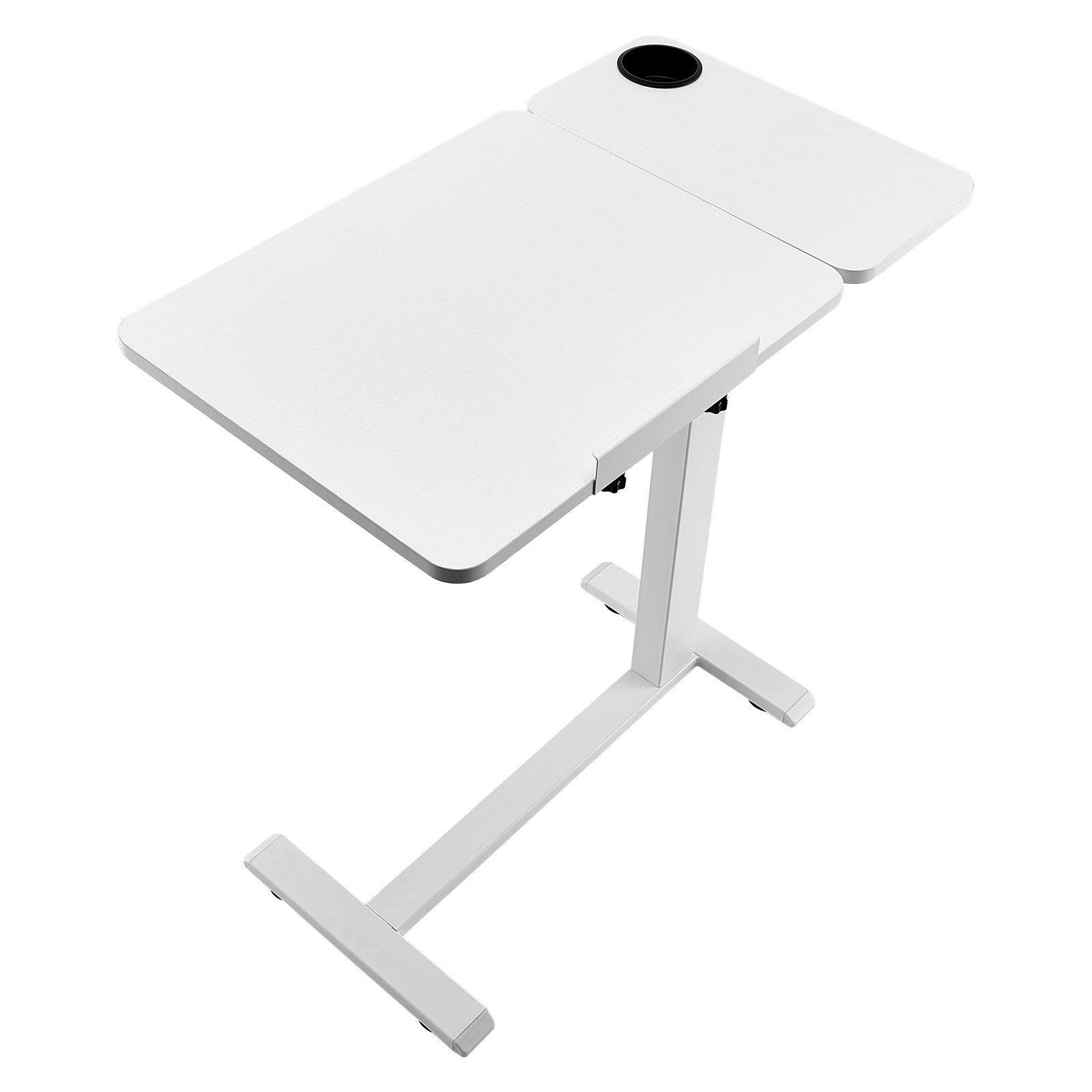 Alt View 8. Glintex - Overbed Table with Flip Desktop, Height & Angle Adjustable Rolling Laptop Desk，Hidden Wheels，Cup Holder for Home Office - white.