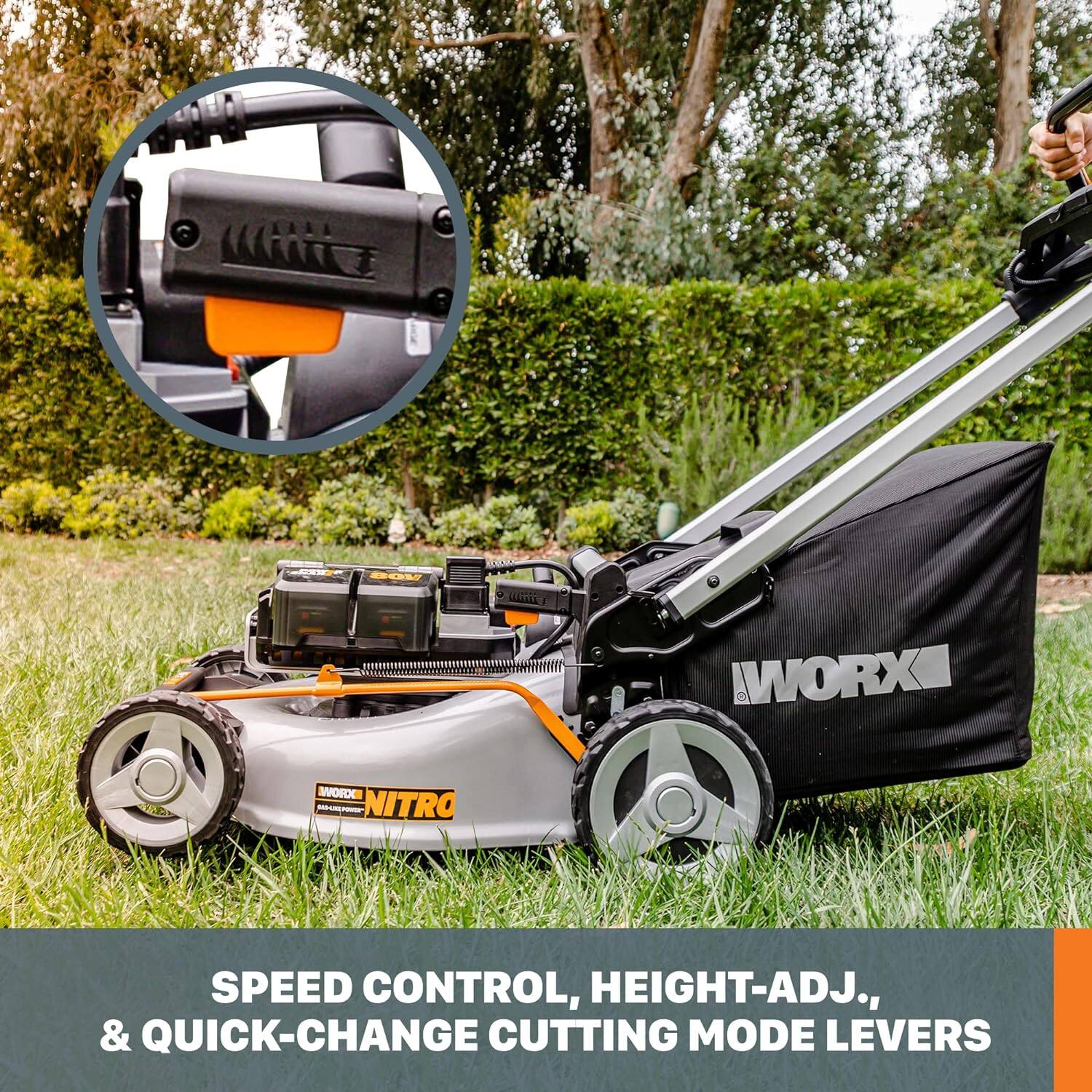 GOM WORX WVORDE - NITRO SPEED CONTROL, HEIGHT-ADJ., & QUICK-CHANGE CUTTING MODE LEVERS
