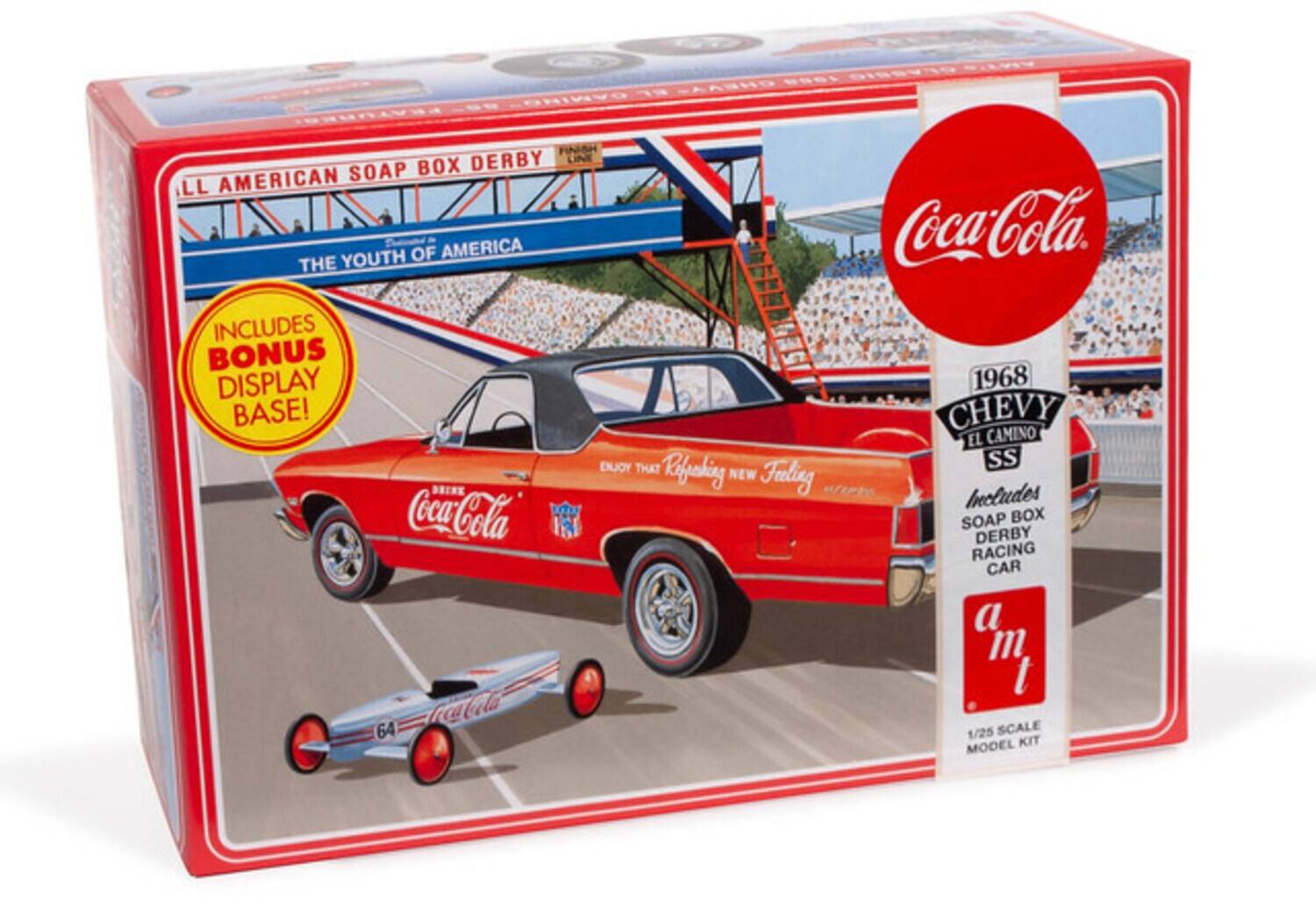 1900 19 CHEVY EL CAMINO FINISH LINE SOAP BOX DERBY THE YOUTH OF AMERICA Coca-Cola INCLUDES BONUS DISPLAY BASE! CHEVY EL CAMINO EXJOY THAT SS DRINK Refusing NEW Feeling Includes Coca-Cola SOAP DERBY BOX RACING CAR a 9m m I 64 1/25 SCALE MODEL KIT