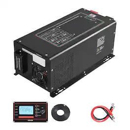 VEVOR - Pure Sine Wave Inverter Charger, 3000W, DC 12V to AC 120V Power Inverter with LCD Display, Remote Control, Low Frequency - Black