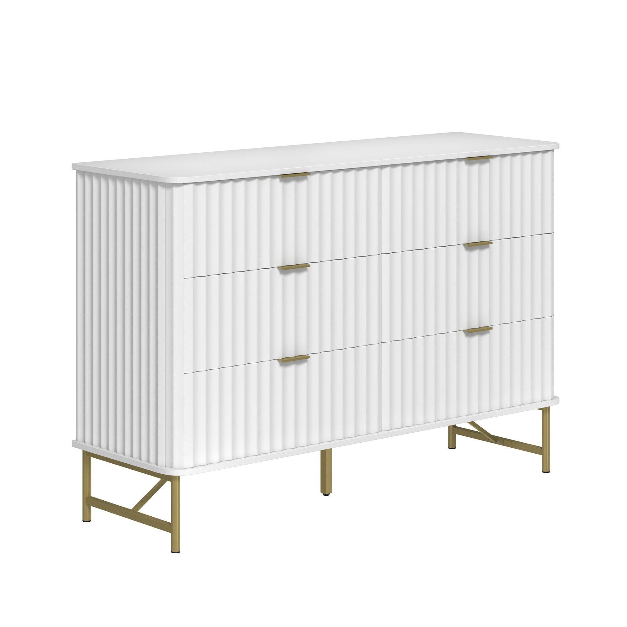 Alt View 1. Boyel Living - Modern 6 Drawer Accent Cabinet with Metal Legs - White.