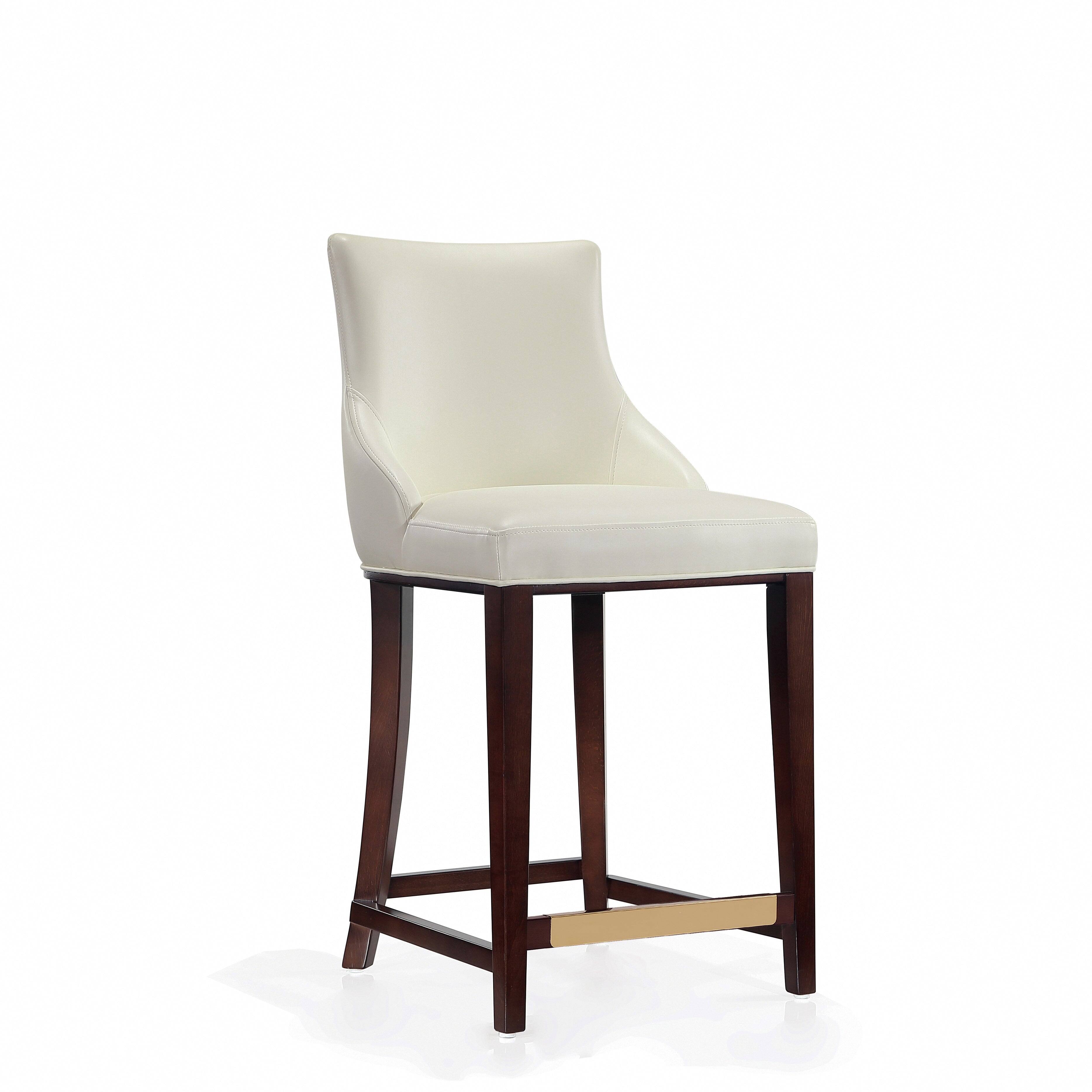 Alt View 1. Manhattan Comfort - Shubert Modern Wood Upholstered Counter Stool - Set of 3 - Ivory.