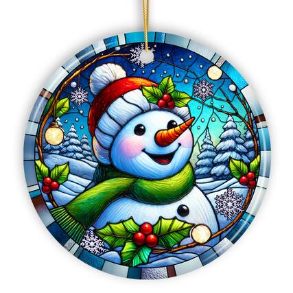 Front. OrnamentallyYou - Joyful Winter Snowman Ornament Playful Frosty Figure for Festive Holiday Decor - Multi-colored.