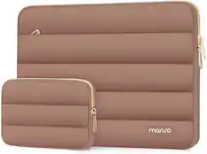 Front. mosiso - Puffy Laptop Sleeve 13-13.3 inch for MacBook Air 13 13.6 M4 M3 M2 M1/Pro 13/Pro 14, HP Dell ASUS Lenovo - Mocha.