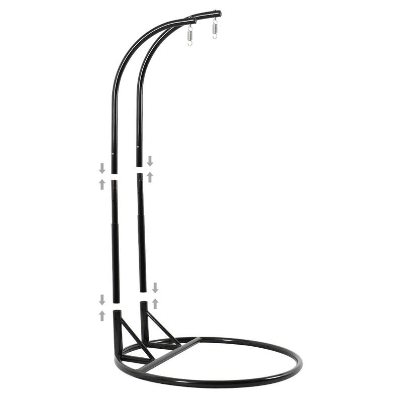 Alt View 6. LeisureMod - Leisuremod Outdoor 2-Person Charcoal Wicker Egg Swing Chair with Steel Stand, Washable Cushions & Waterproof Cover - Cream.